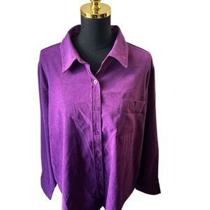 Basic Editions Purple Oversized Retro 90s style Button-Up Shirt – Size 2X